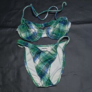 Massimo green plaid bikini with underwire
